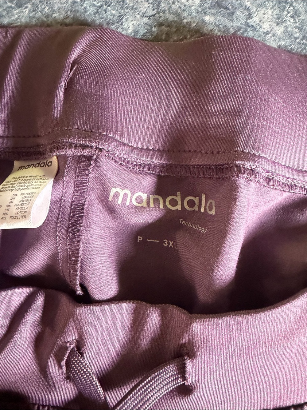 Mandala Plum Active Leggings - Drawstring Waist